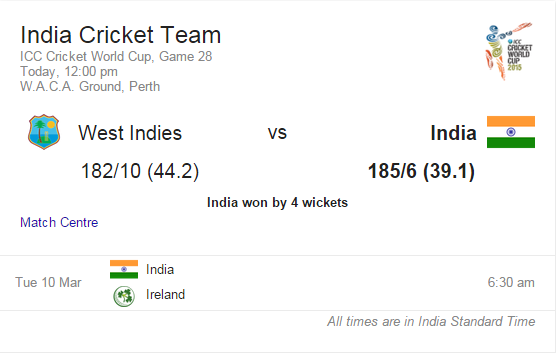 india vs west indies score card