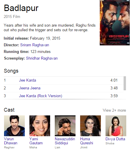 badlapur movie star cast,director,release date and songs