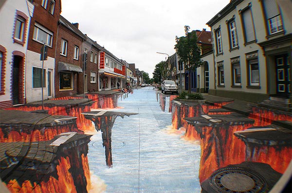 3d street burn art painting