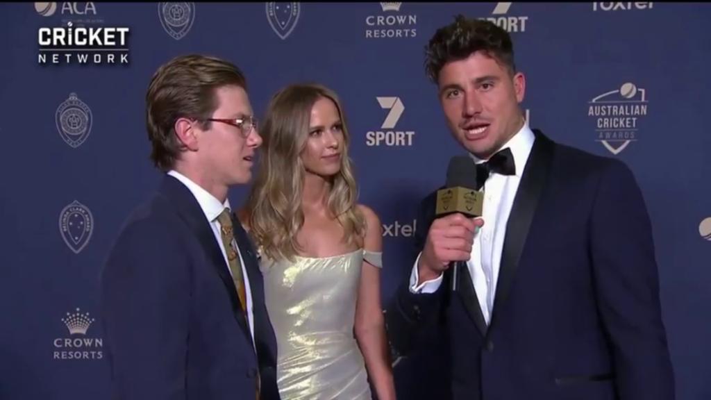 Marcus stoinis with wife in function images